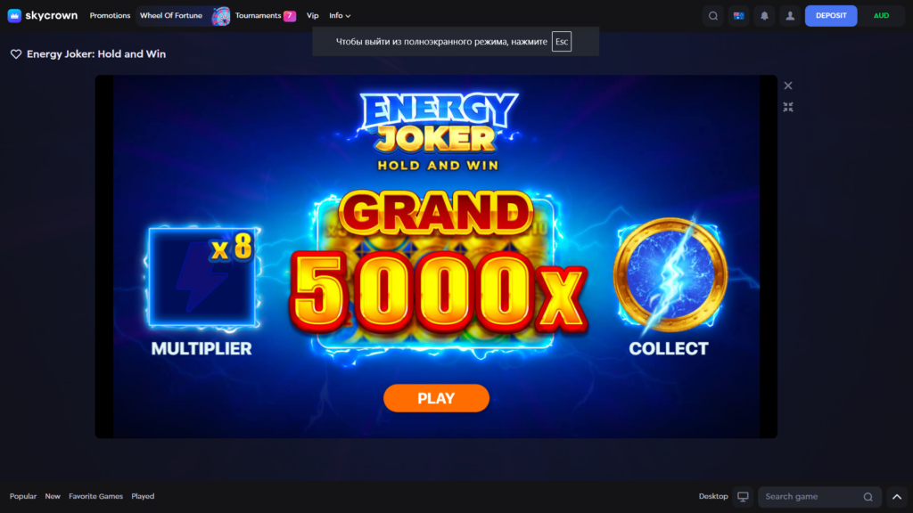 Energy Joker hold and win pokie game